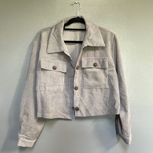 Brand new never worn cropped gray corduroy jacket